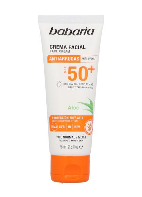 Babaria Anti-wrinkle SPF50+ Very High Protection Aloe 75ml