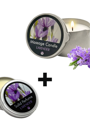 Flowerland Massage Candle Lavender 200ml + Solid Perfume 30ml