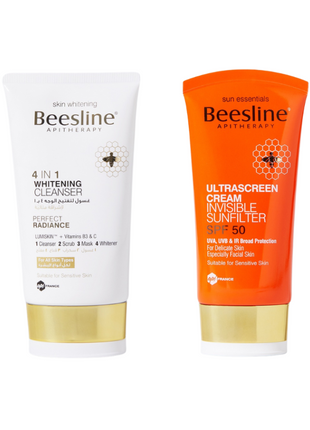 Beesline 4 in 1 Whitening Cleanser 150Ml + Ultra Screen Cream SPF50 60Ml Free