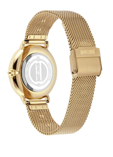 Just Cavalli JC1L077M0075 Zebra Steel Mesh Yellow Gold Watch For Women