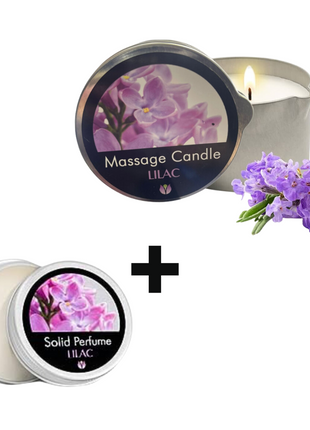 Flowerland Massage Candle Lilac 200ml + Solid Perfume 30ml