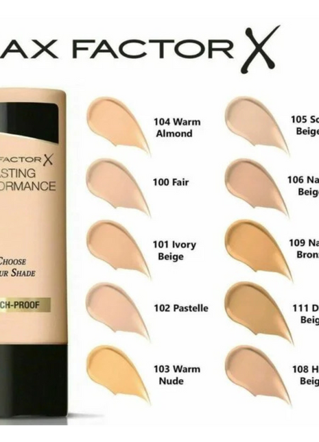 Max Factor Lasting Performance Touch Proof Foundation Shades